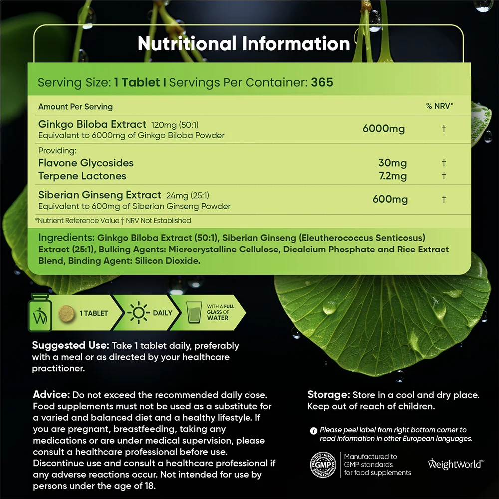 Ginkgo Biloba With Siberian Ginseng Tablets - Image 6