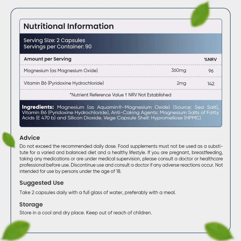 Marine Magnesium + Vitamin B6 Capsules - Image 7