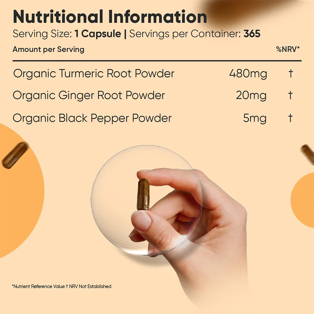 Organic Turmeric with Black Pepper & Ginger Capsules - Image 6