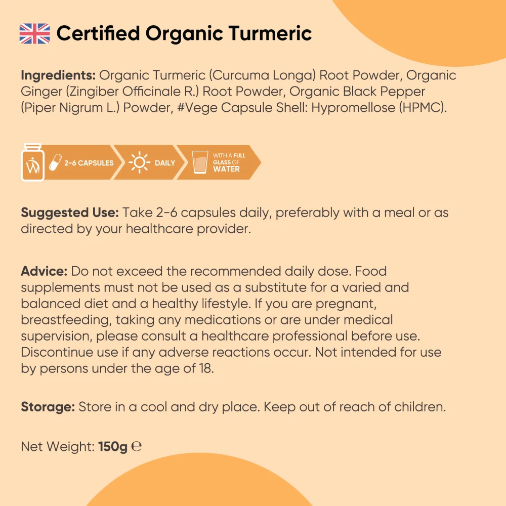 Organic Turmeric with Ginger & Black Pepper Capsules - Image 5